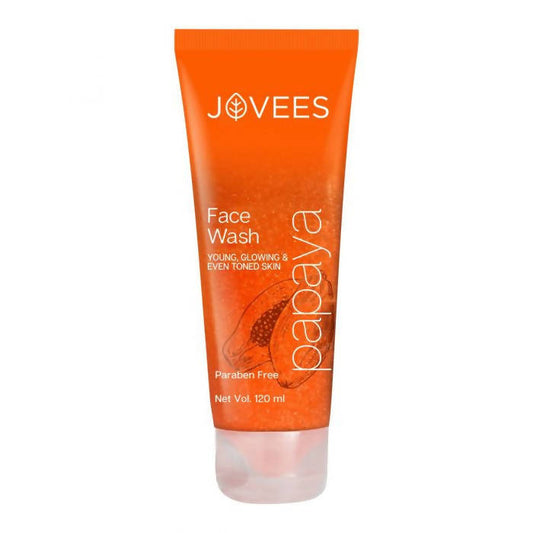 Orange tube of Jovees Papaya Face Wash on a white background