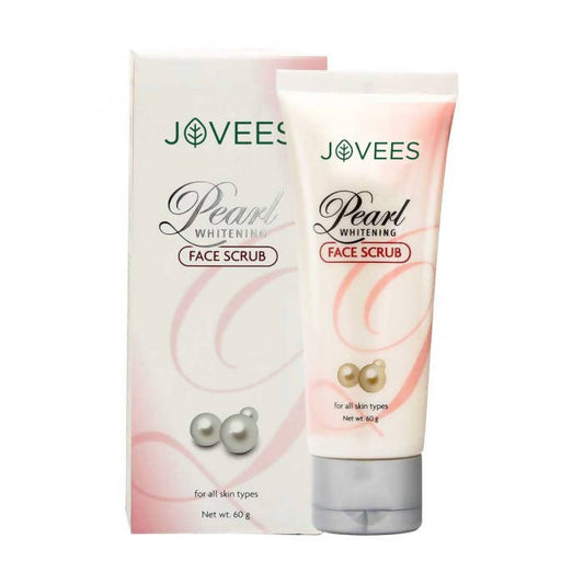 Jovees Pearl Whitening Face Scrub with packaging on a white background