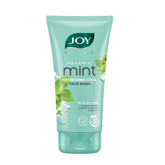 Joy Organic Mint Refreshing Cool Face Wash tube on a white background