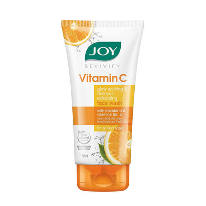 Joy Vitamin C face wash tube with orange slices on a white background