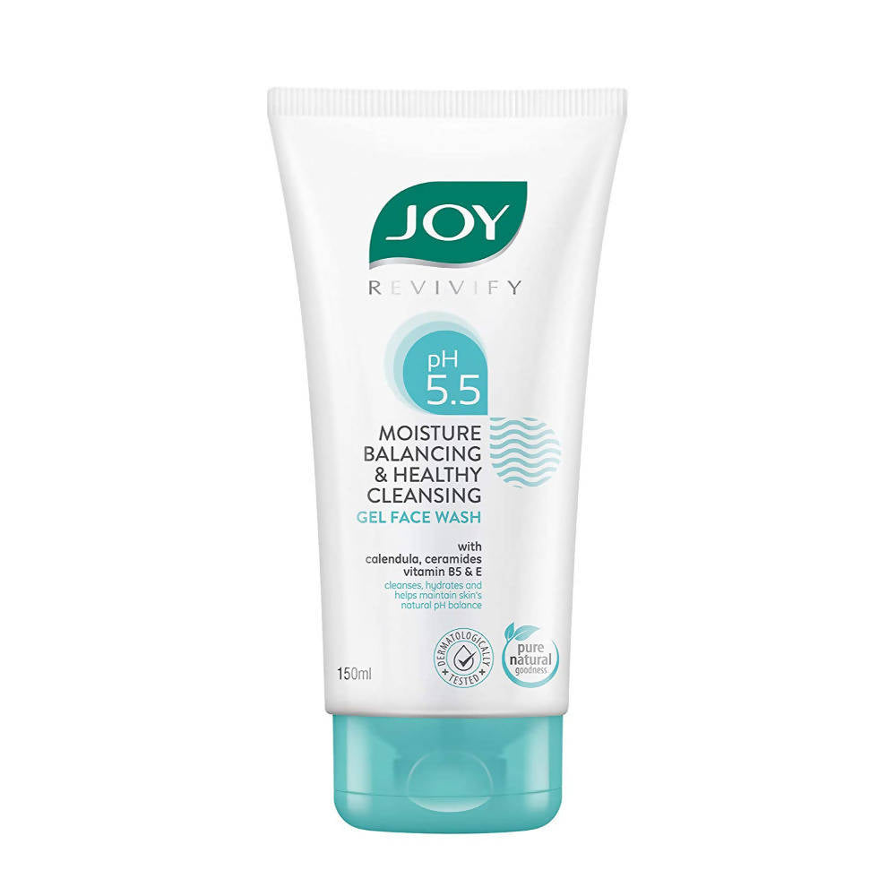 Joy Revivify gel face wash bottle on a white background
