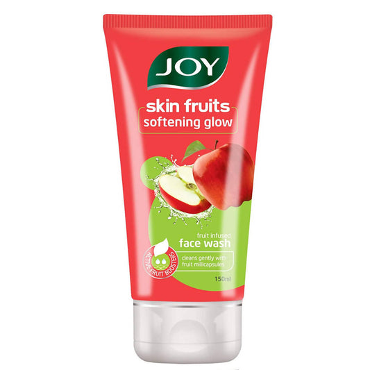 Joy skin fruits softening glow face wash tube on a white background