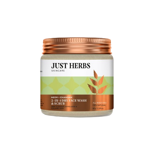 Jar of 'Just Herbs' skincare product on a white background