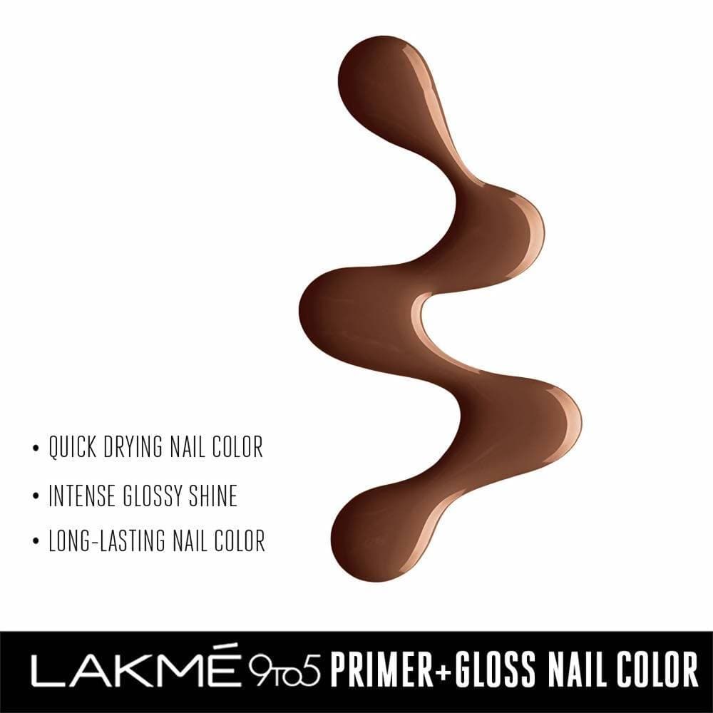 Lakme 9 to 5 Primer + Gloss Nail Polish - Woody Desk Elegance