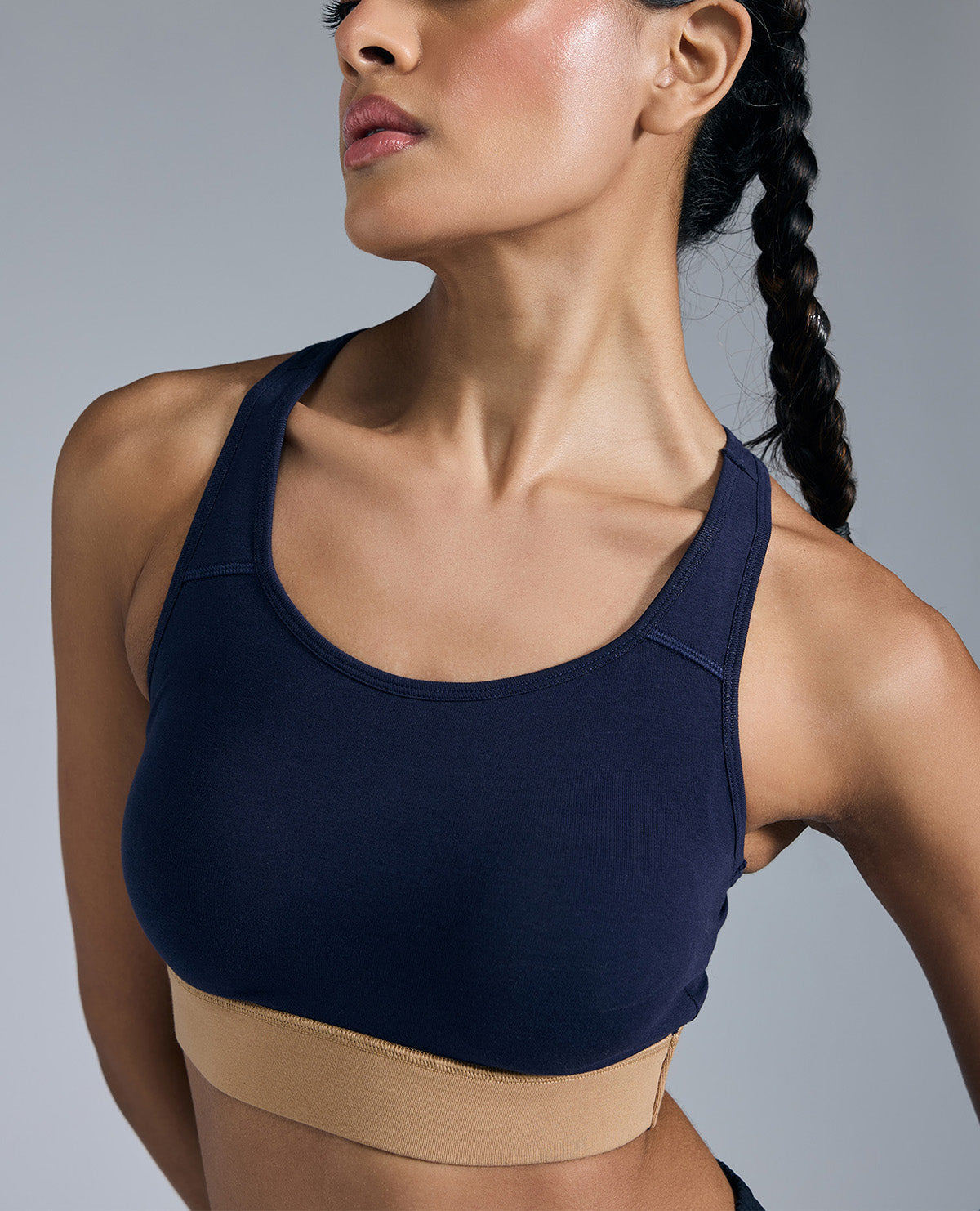 Breathe Easy Cotton Slip-On Sports Bra Navy Blue