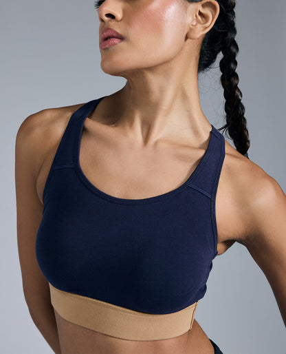 Breathe Easy Cotton Slip-On Sports Bra Navy Blue