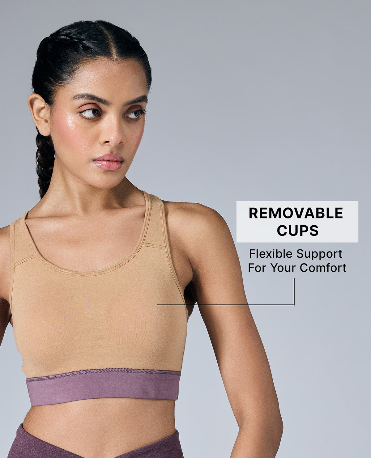 Breathe Easy Cotton Slip-On Sports Bra Beige