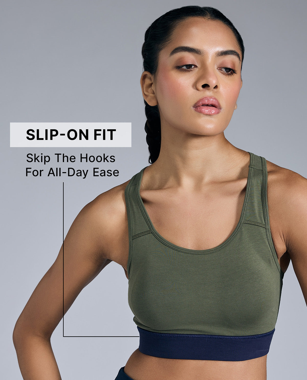Kica Breathe Easy Cotton Slip-On Sports Bra Olive