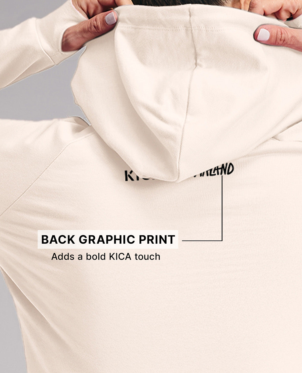 Kica KIC604 Off White Cropped Hoodie - In Cotton Terry Fabric