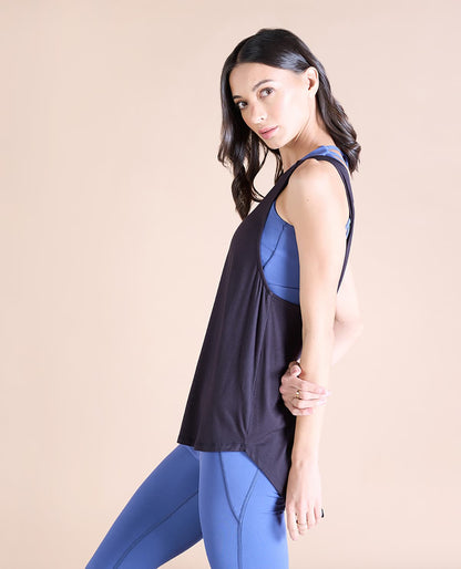 Flowy Cotton Tank Top Black