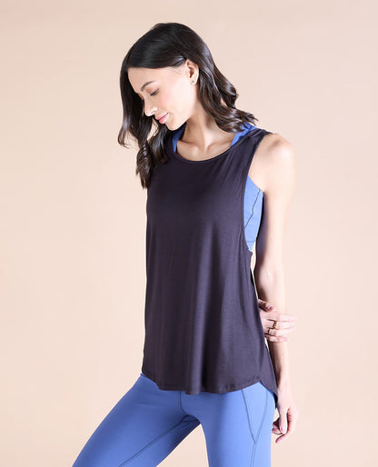 Flowy Cotton Tank Top Black
