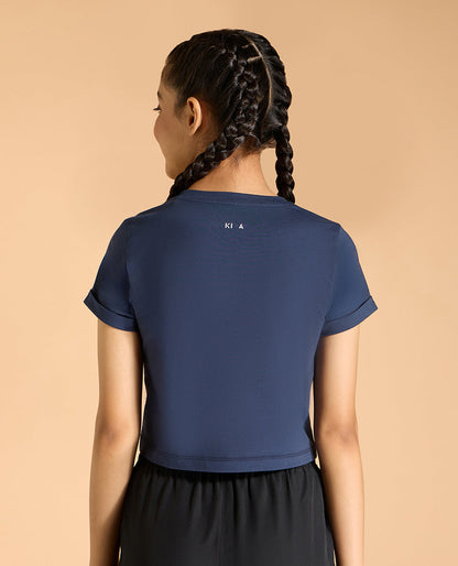 Cotton Crop Top and Mid Rise Solid Lightweight Cargo Pants Set