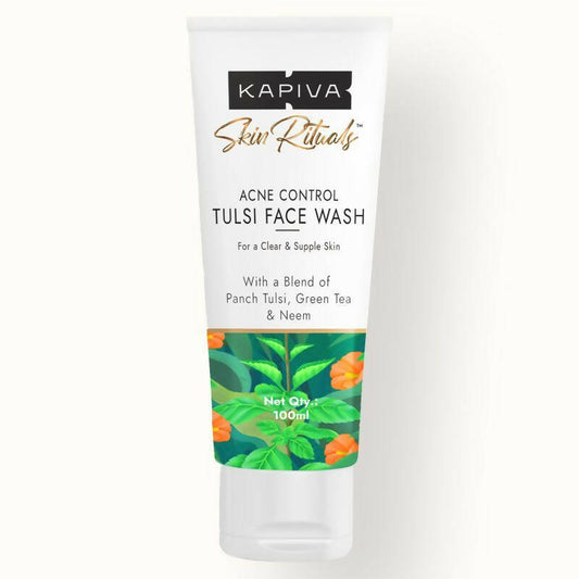 Kapiva Skin Rituals Acne Control Tulsi Face Wash tube on a white background