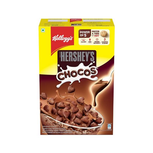 Kellogg's Hershey's Chocos cereal box on a white background