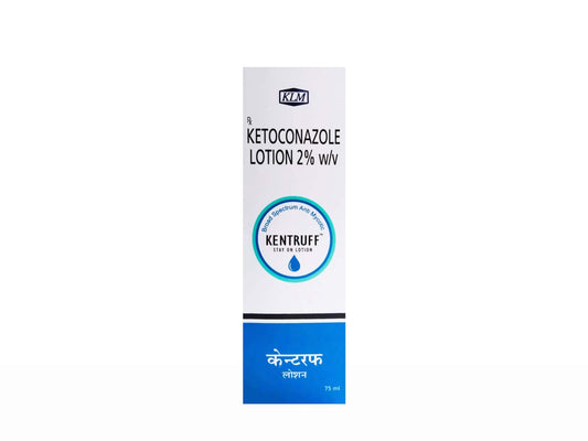 Ketoconazole lotion packaging with KENTRUFF branding on a white background