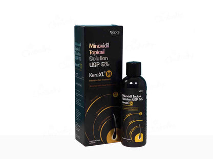 Minoxidil topical solution packaging with bottle on a white background