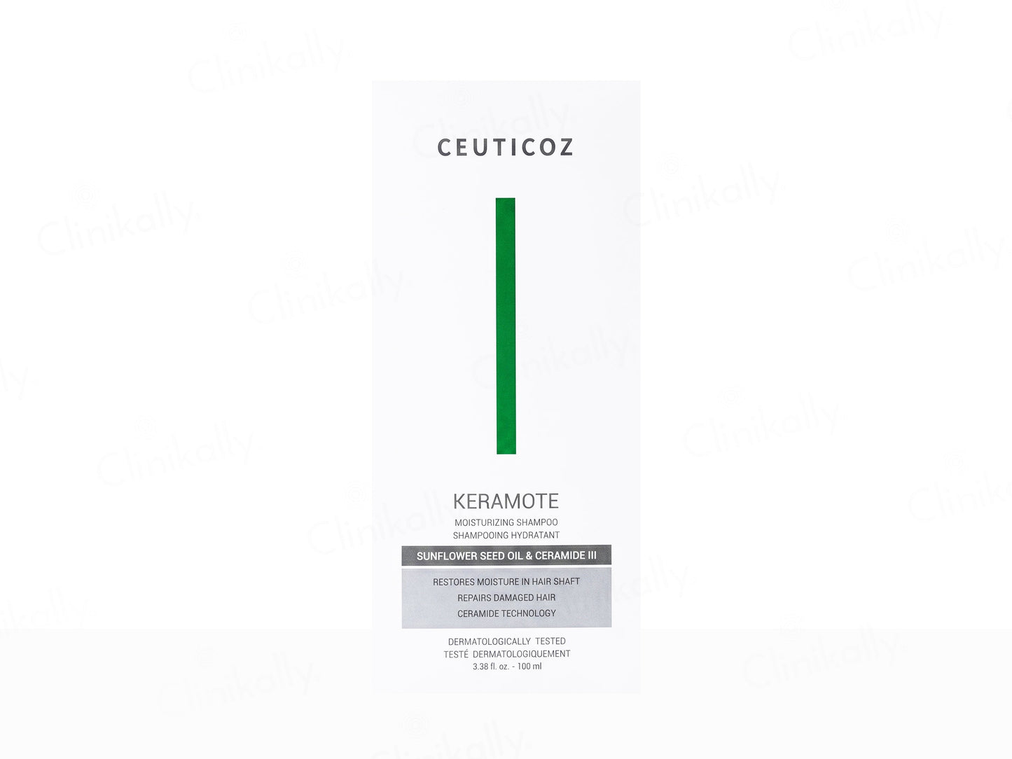 Ceuticoz Keramote shampoo bottle label on a white background