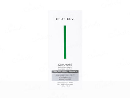 Ceuticoz Keramote shampoo bottle label on a white background