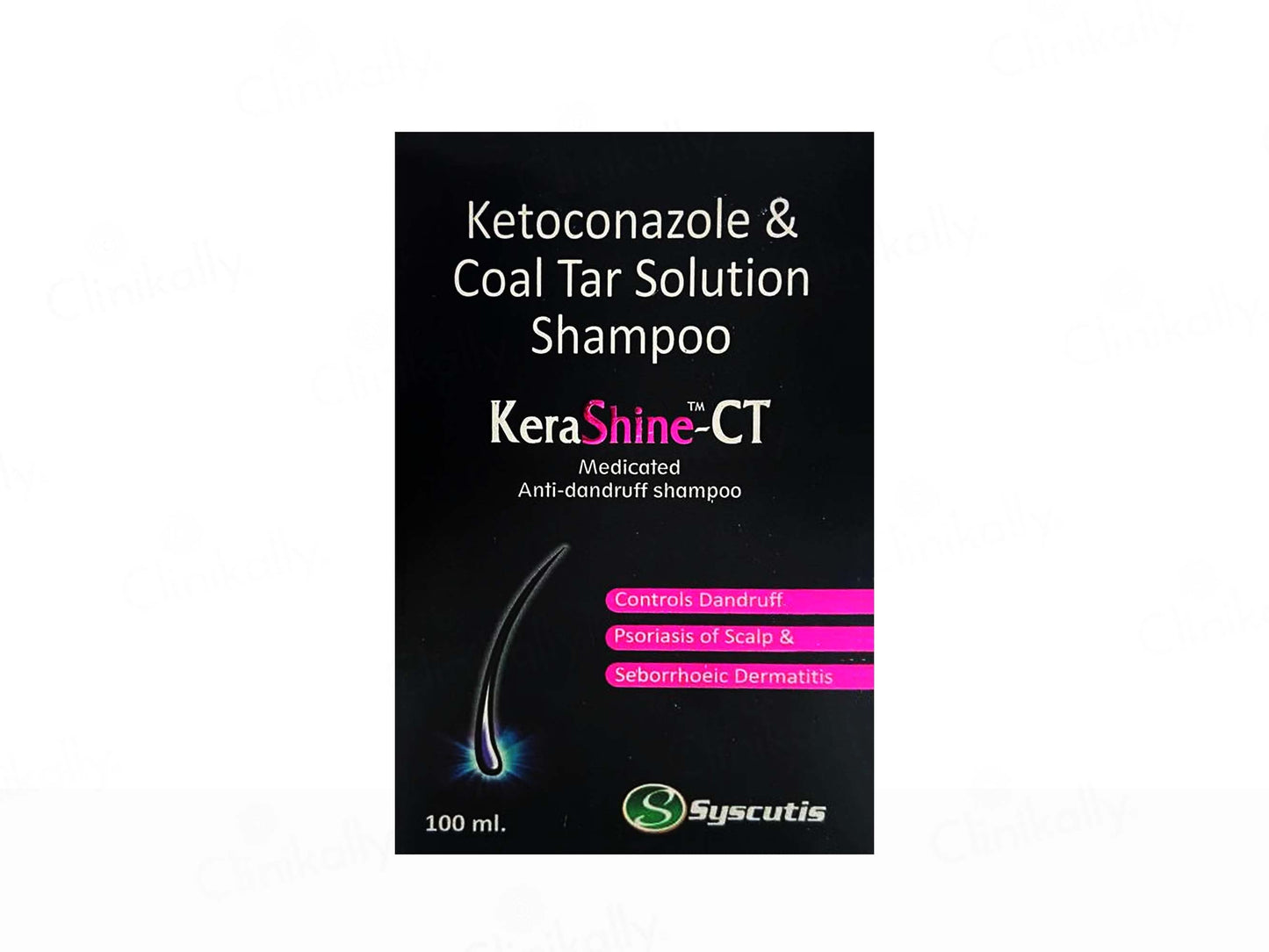 KeraShine-CT shampoo packaging with text on a white background
