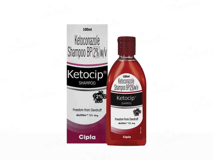 Ketoconazole shampoo bottle and packaging on a white background