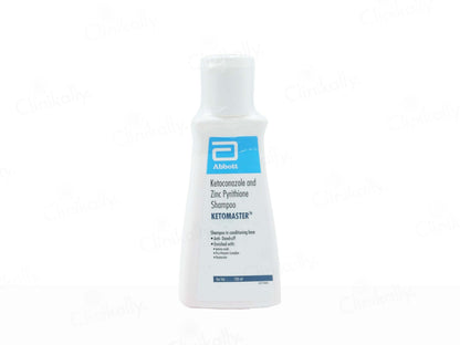 Shampoo bottle labeled 'Ketomaster' by Abbott on a white background