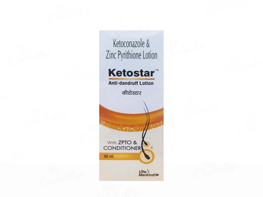 Ketostar anti-dandruff lotion packaging on a white background