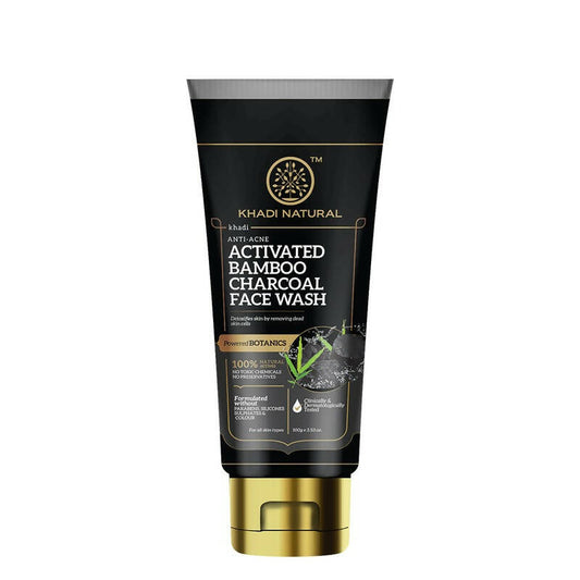 Khadi Natural Activated Bamboo Charcoal Face Wash tube on a white background