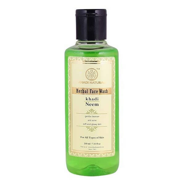 Bottle of Khadi Neem Herbal Face Wash on a white background