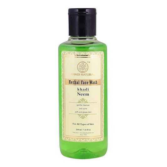 Bottle of Khadi Neem Herbal Face Wash on a white background