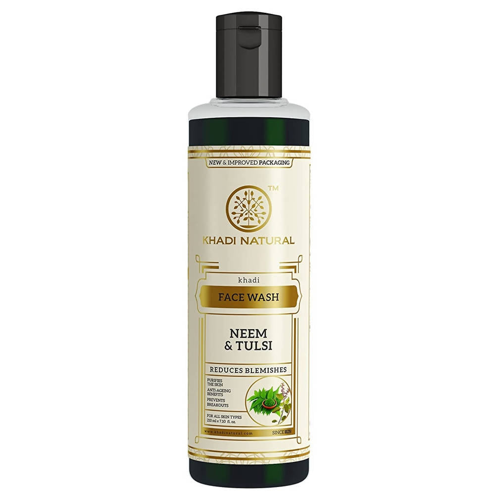Khadi Natural Neem & Tulsi Face Wash bottle on a white background