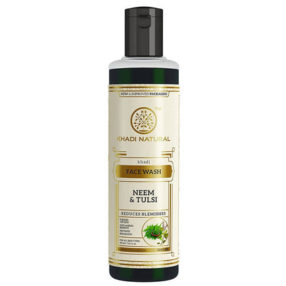 Khadi Natural Neem & Tulsi Face Wash bottle on a white background