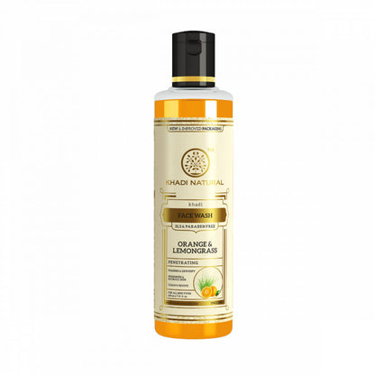 Khadi Natural Orange & Lemongrass Facewash bottle on a white background