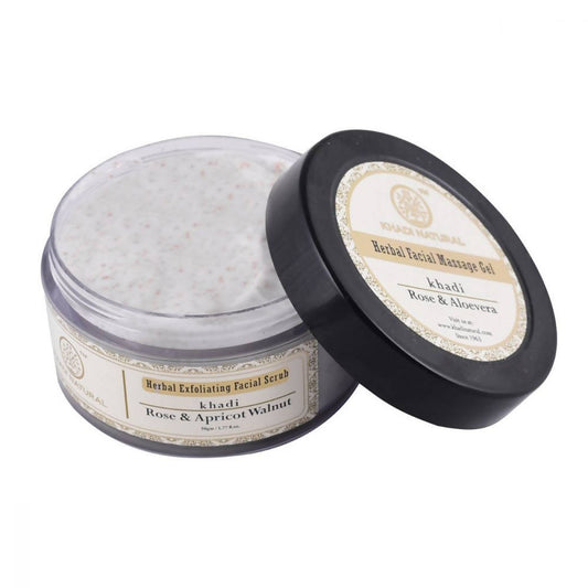 Open jar of herbal facial mask with 'khadi' branding on a white background
