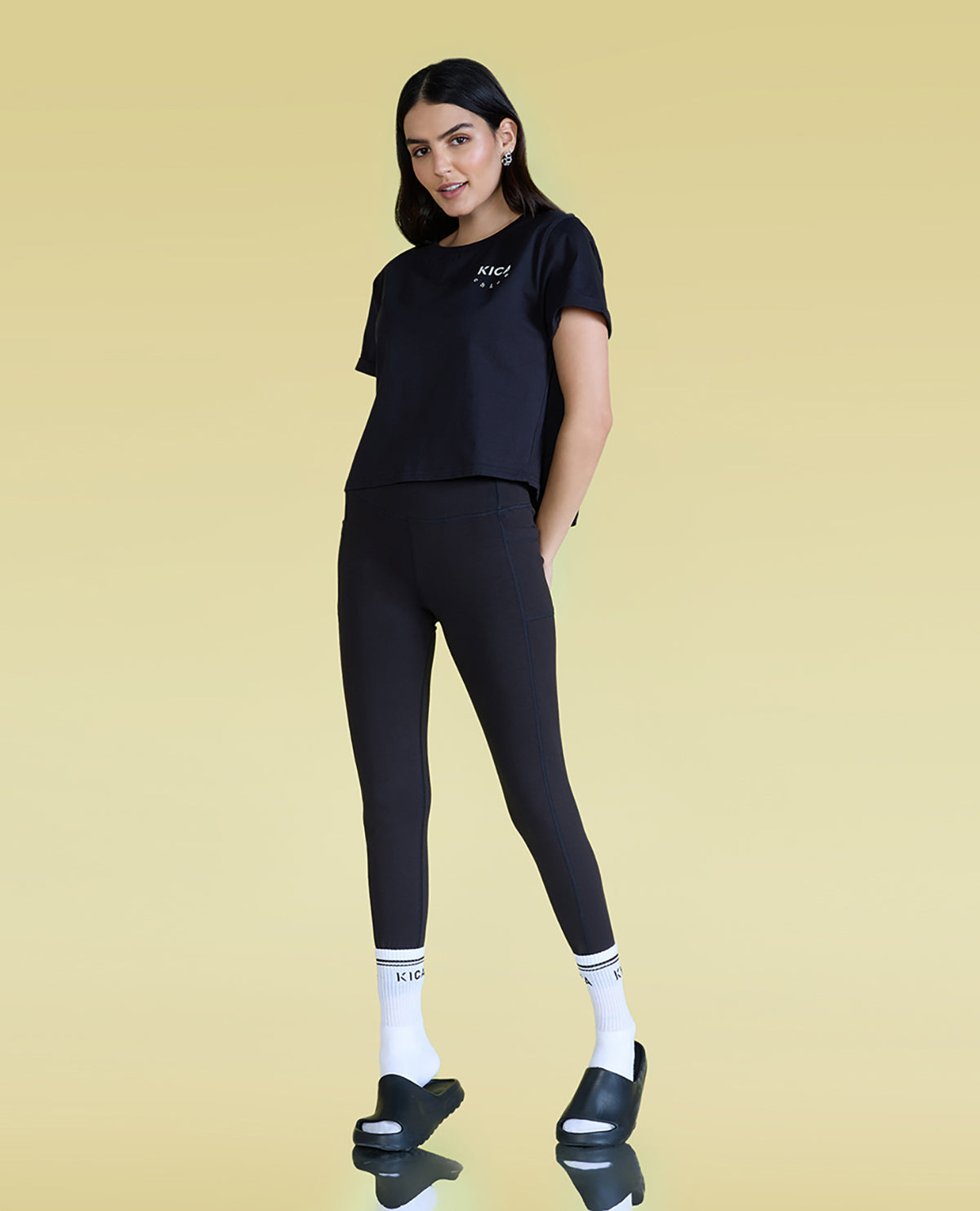 High-Waist Everyday Cotton Blend Leggings with Pockets