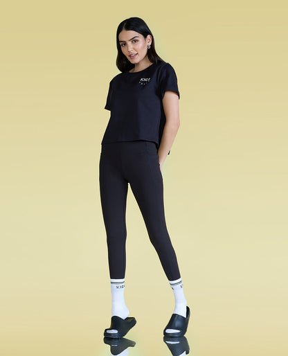 High-Waist Everyday Cotton Blend Leggings with Pockets