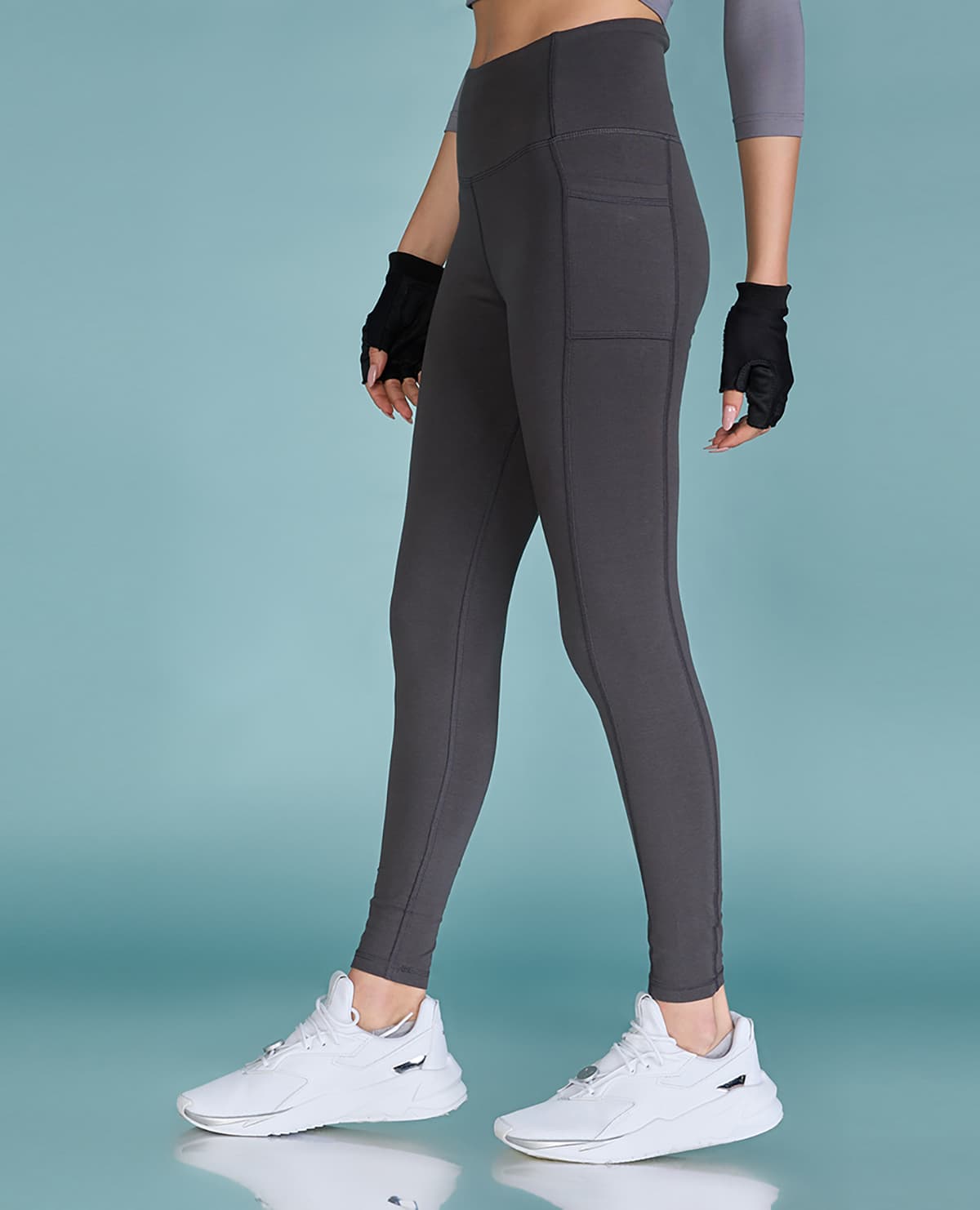 High-Waist Everyday Cotton Blend Leggings with Pockets