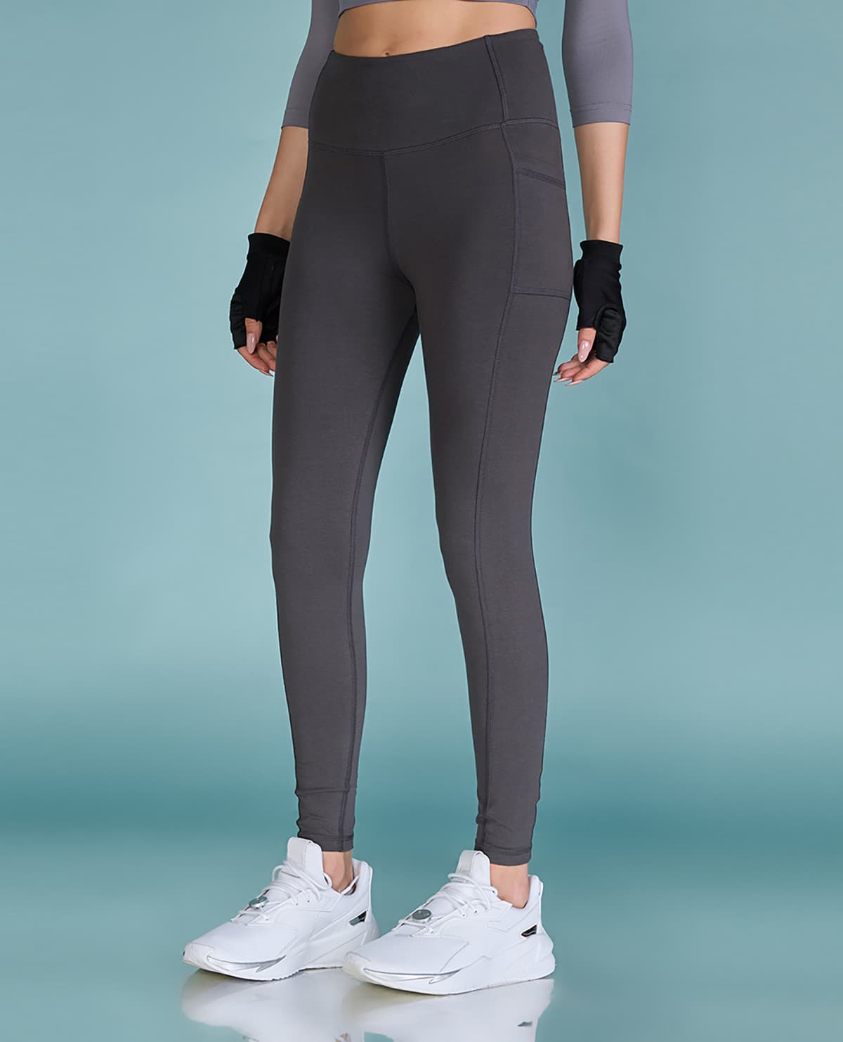 High-Waist Everyday Cotton Blend Leggings with Pockets