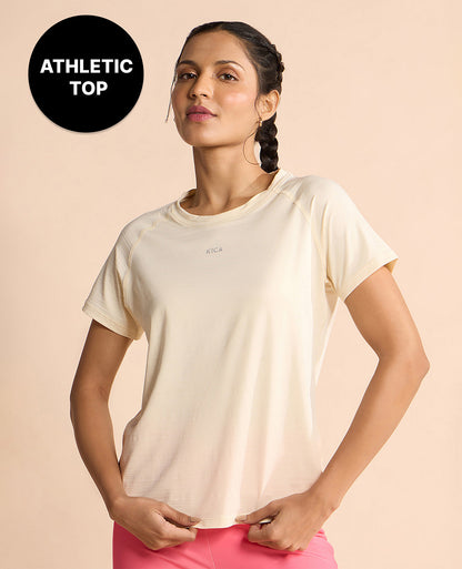 Kica Regular Fit Active Top in Dry Fit Fabric Off White