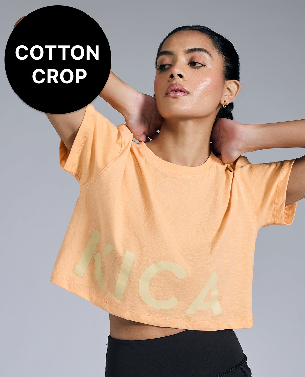 Kica Relaxed Fit Cotton Crop Top Orange