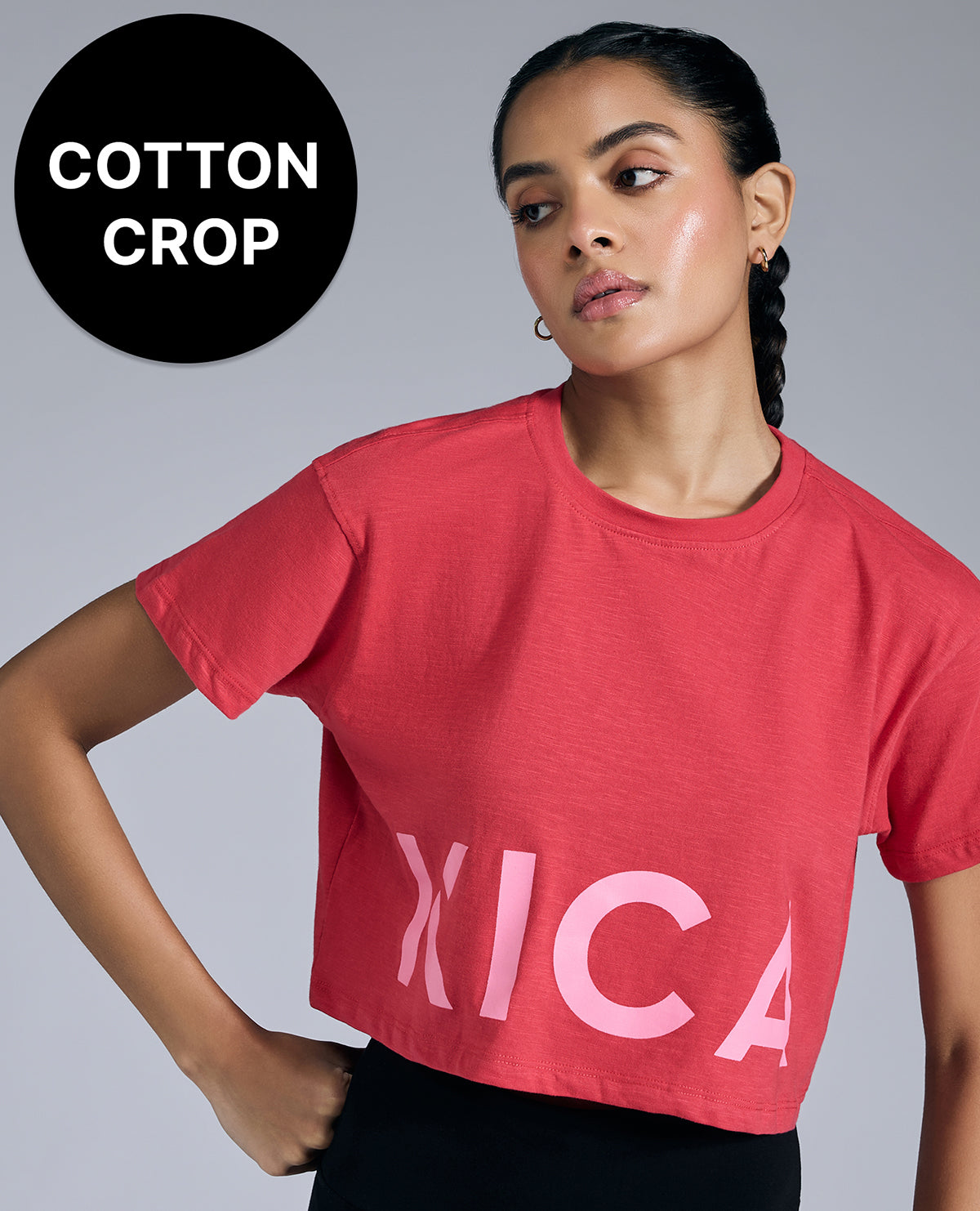 Kica Relaxed Fit Cotton Crop Top Red