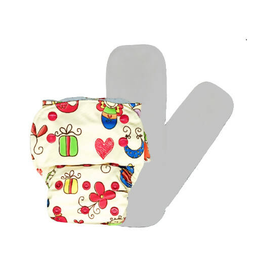Colorful patterned cloth diaper on a white background