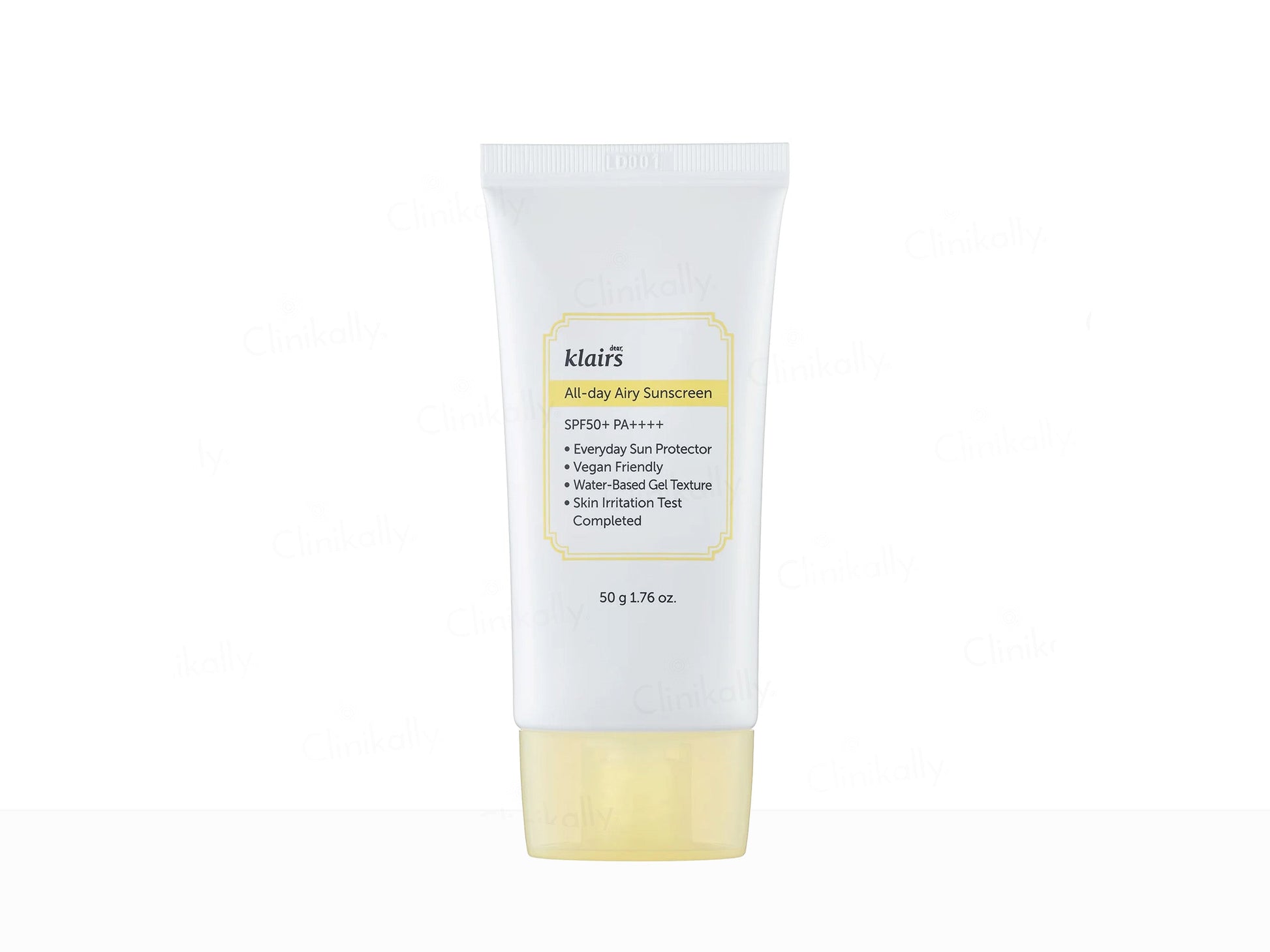 Klairs sunscreen tube on a white background