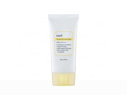 Klairs sunscreen tube on a white background