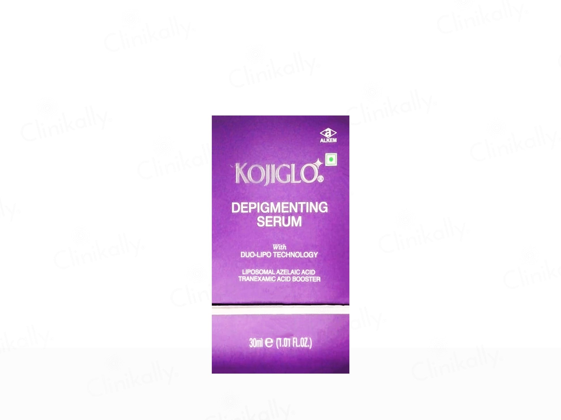Kojiglo depigmenting serum packaging on a white background