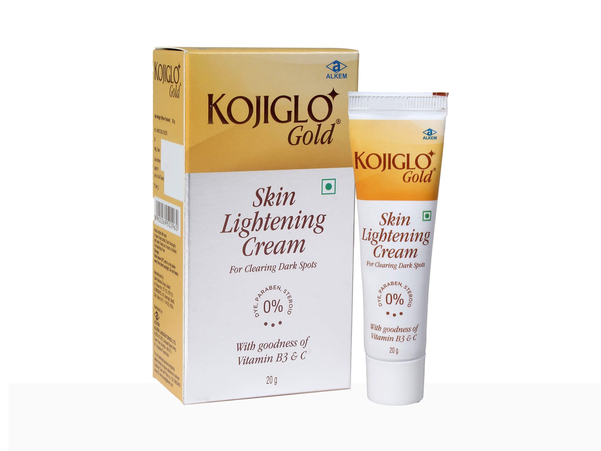 Kojiglo Gold Skin Lightening Cream packaging on a white background