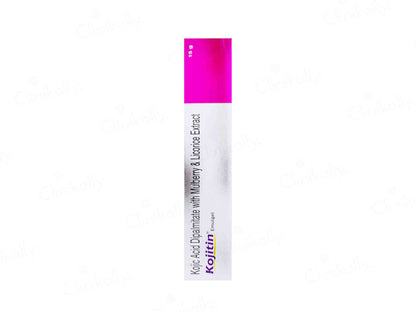 Kojitin skincare product with pink cap on a white background