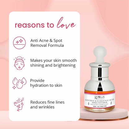 Globus Naturals Glycolic & 1% Salicylic Acid Anti Acne Face Serum