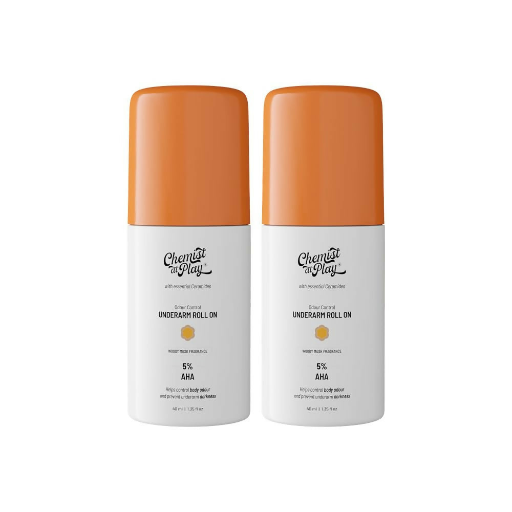 Chemist at Play UnderArm Roll On Woody Musk, Prevents Body Odour, Brightens Skin & Exfoliates Underarm