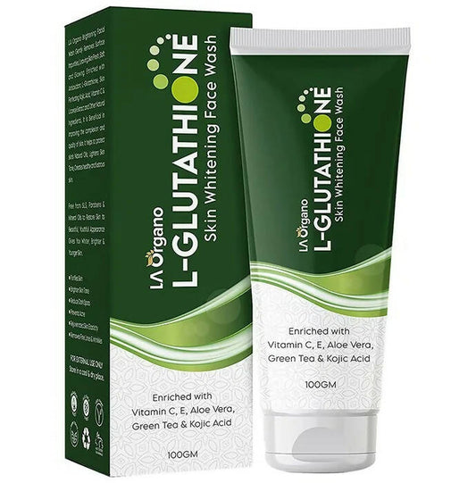 L-Glutathione skin whitening face wash with packaging on a white background