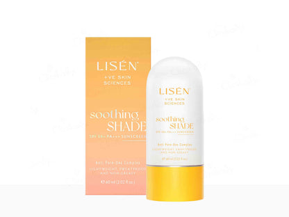 Lisen soothing shade skincare product with packaging on a white background